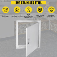 Porte d'accès pour barbecue Garvee 17 x 24 pouces, acier inoxydable 304, résistante aux intempéries, porte simple avec poignée encastrée et fermeture magnétique, station de grillade pour cuisine extérieure
