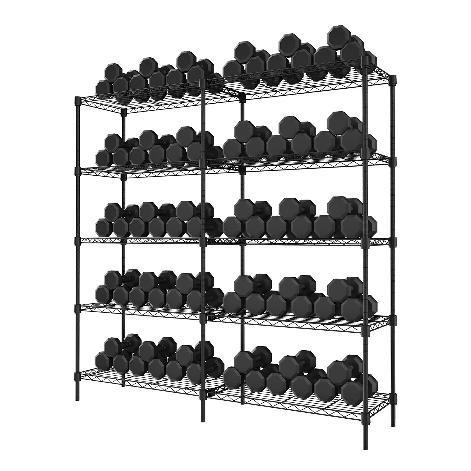 Étagère métallique à 5 niveaux Garvee, robuste, réglable, en acier, grande capacité, 59 x 59 x 13,8 cm, pour garage et rangement