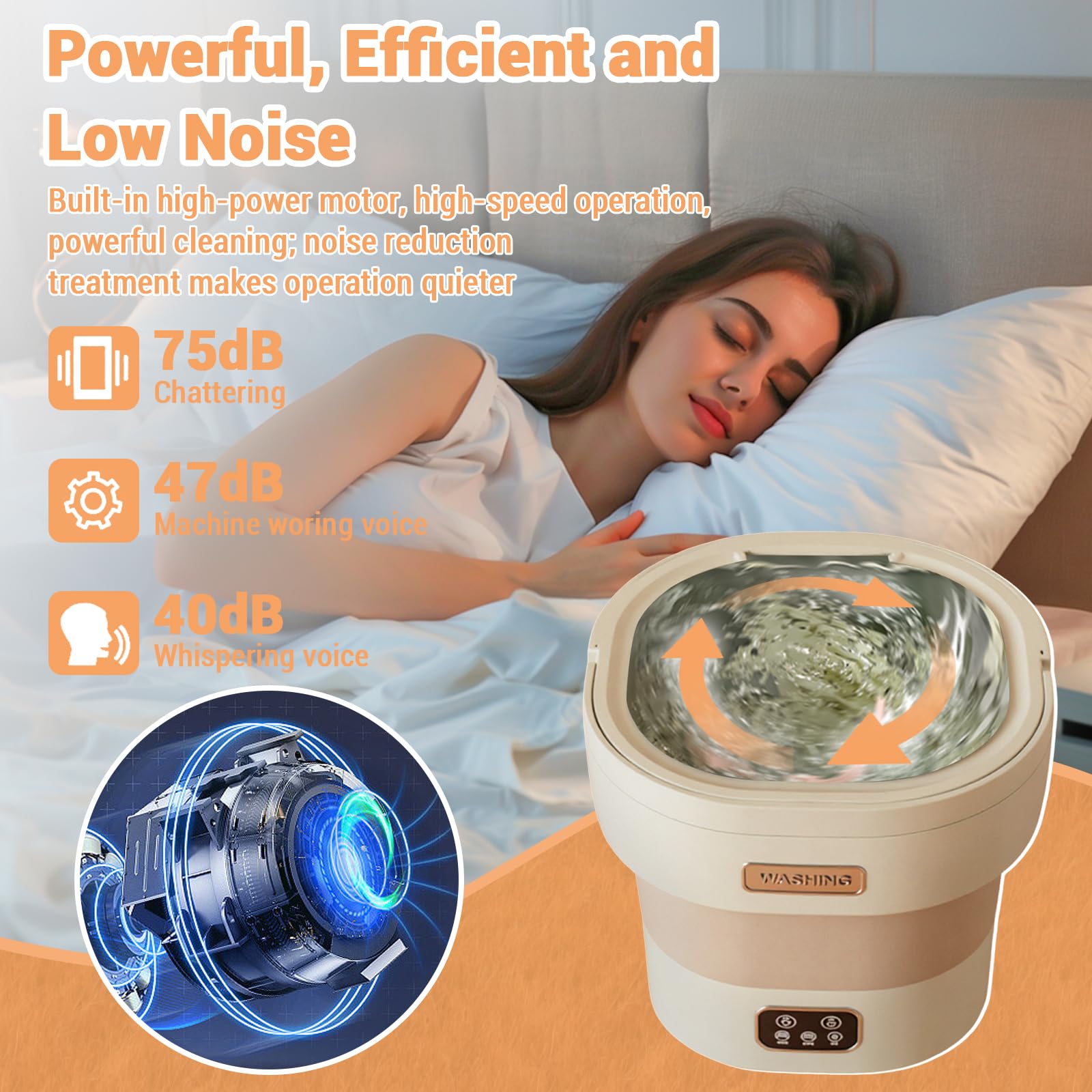 Garvee Machine à laver Mini, portable et pliable, 12 L, idéale pour la maison, les appartements et les hôtels, blanche.