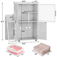 Bac à litière moderne Garvee avec plateforme, double couche, en MDF et fer, blanc, pour l'intérieur et le salon.