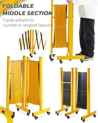 Garvee Barrière de sécurité extensible 274 cm, métal pliable avec roulettes, robuste, pour circulation, jaune et noir