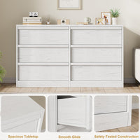 Garvee commode à 6 tiroirs, blanc antique, pour chambre, salon et entrée, spacieuse, en bois