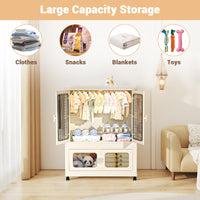 Armoire bébé Garvee à 2 niveaux avec portes transparentes, boîtes de rangement pliables à roulettes, empilables, en plastique, idéale pour la chambre d'enfant et le salon, gain de place et mobile.