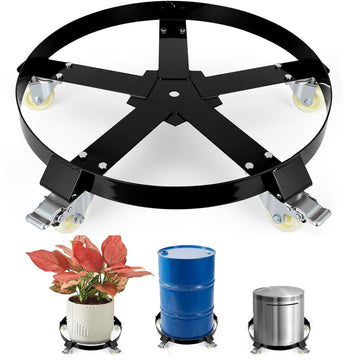 Chariot porte-fûts Garvee de 55 gallons – Châssis en acier galvanisé, système anti-basculement, freins et roues pivotantes, capacité de 567 kg