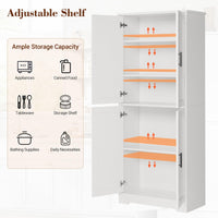Armoire de cuisine Garvee de 178 cm de haut avec 4 portes et étagères réglables, en bois blanc, pour salle à manger, salle de bain, salon