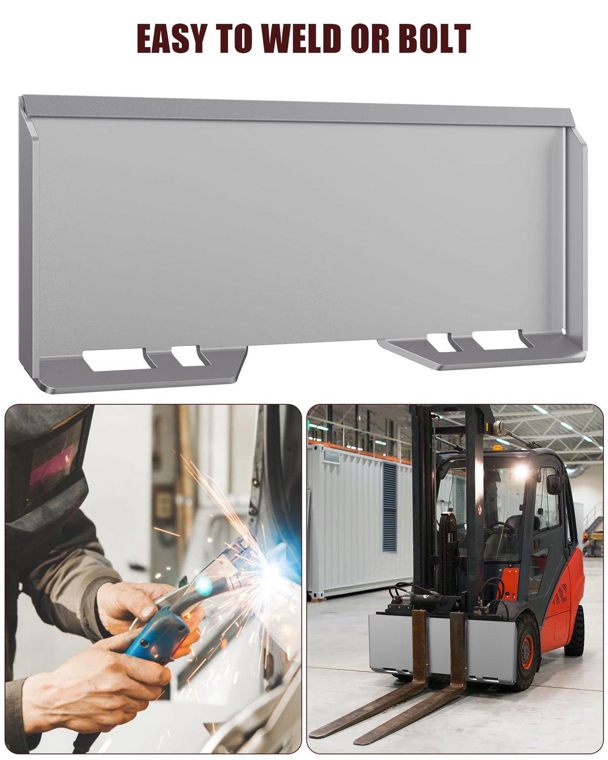 Plaque de montage Garvee pour chargeuse compacte, acier Q235B antirouille, fixation rapide, 1/4 po x 18,5 po, pour accessoires de tracteur