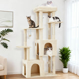 Garvee Tour pour Chat 155 cm Multi-Niveaux pour Grands Chats, Grande Plateforme Beige, Usage Intérieur - Beige