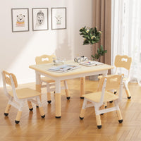 Table enfant Garvee réglable en hauteur avec 4 chaises, idéale pour les salles de classe, les jardins d'enfants et les maisons. Hauteur réglable de 48 à 60 cm. Motif graffiti.