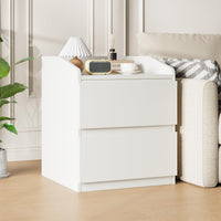 Garvee Table de chevet blanche, table de nuit pour sommier tapissier, commode de nuit à 2 tiroirs, montage facile, peut servir de table d'appoint, de table basse, de meuble de rangement ou de table basse pour la chambre ou le salon.