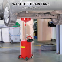 Conteneur de vidange d'huile Garvee de 75 litres (20 gallons) avec roulettes et entonnoir à hauteur réglable pour ateliers, acier, noir