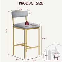 GARVEE Lot de 2 tabourets de bar 94 cm, assises et dossier en PU doré, pour cuisine et salle à manger