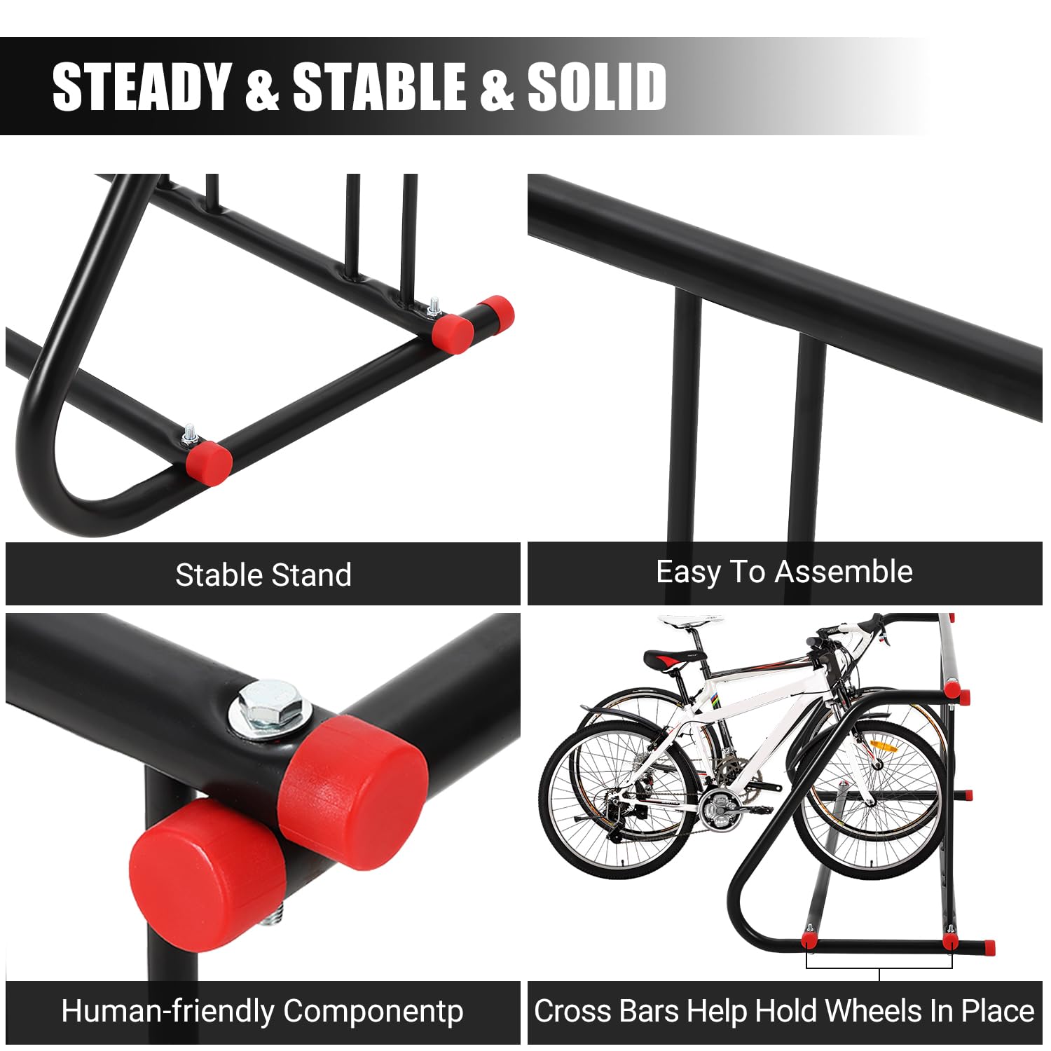 Support de vélo de sol Garvee pour 5 vélos, en métal résistant à la rouille, pour l'intérieur et l'extérieur, idéal pour les garages et les écoles, 100 % acier, gain de place.
