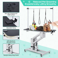 Table de toilettage Garvee pour animaux de compagnie, réglable en hauteur, robuste, avec bras de suspension et sangle pour chiens et chats, 110 x 60 cm, noire