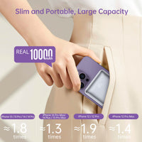 Garvee Chargeur portable sans fil 10 000 mAh, magnétique, charge rapide PD 20 W, support en métal léger, compatible avec iPhone 12-15, idéal pour les voyages.