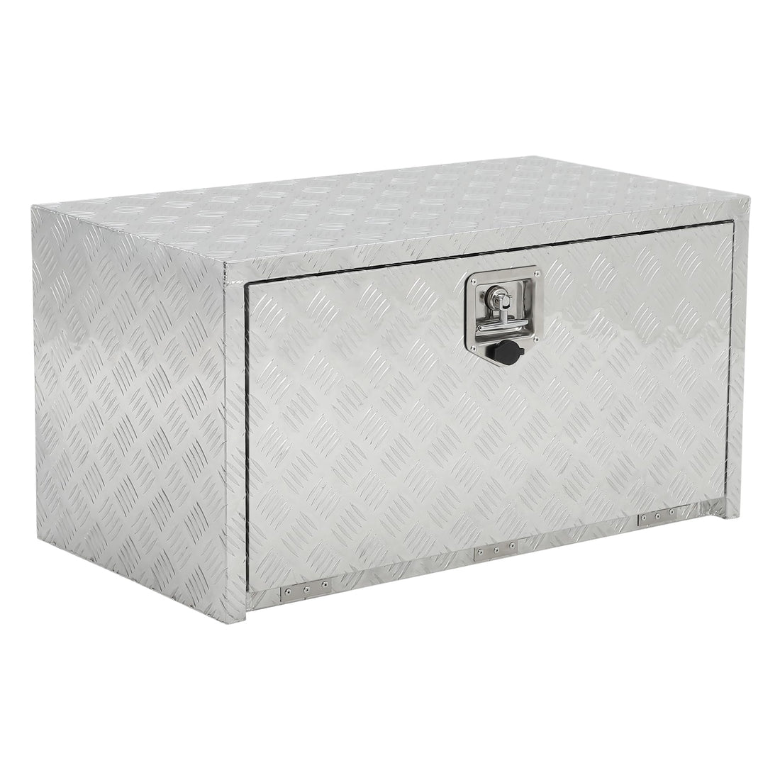 Coffre à outils Garvee 24 pouces en aluminium avec poche filet pour châssis de pick-up, camping-cars et remorques ; étanche, robuste et verrouillable ; argent