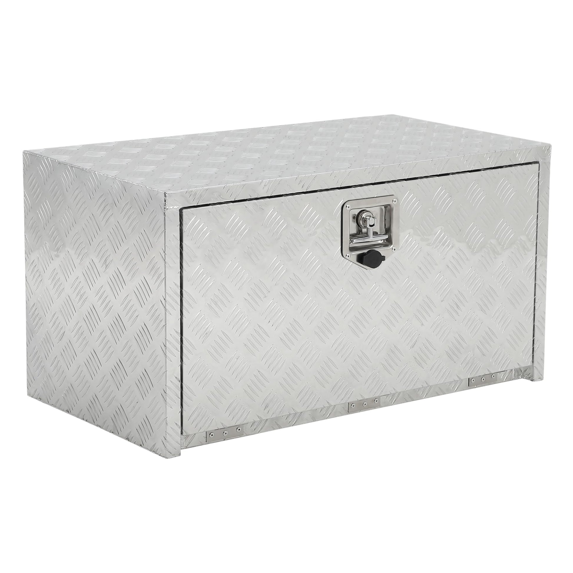 Coffre à outils Garvee 24 pouces en aluminium avec poche filet pour châssis de pick-up, camping-cars et remorques ; étanche, robuste et verrouillable ; argent