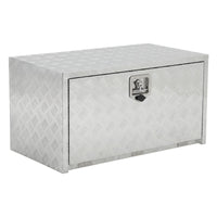Coffre à outils Garvee 24 pouces en aluminium avec poche filet pour châssis de pick-up, camping-cars et remorques ; étanche, robuste et verrouillable ; argent