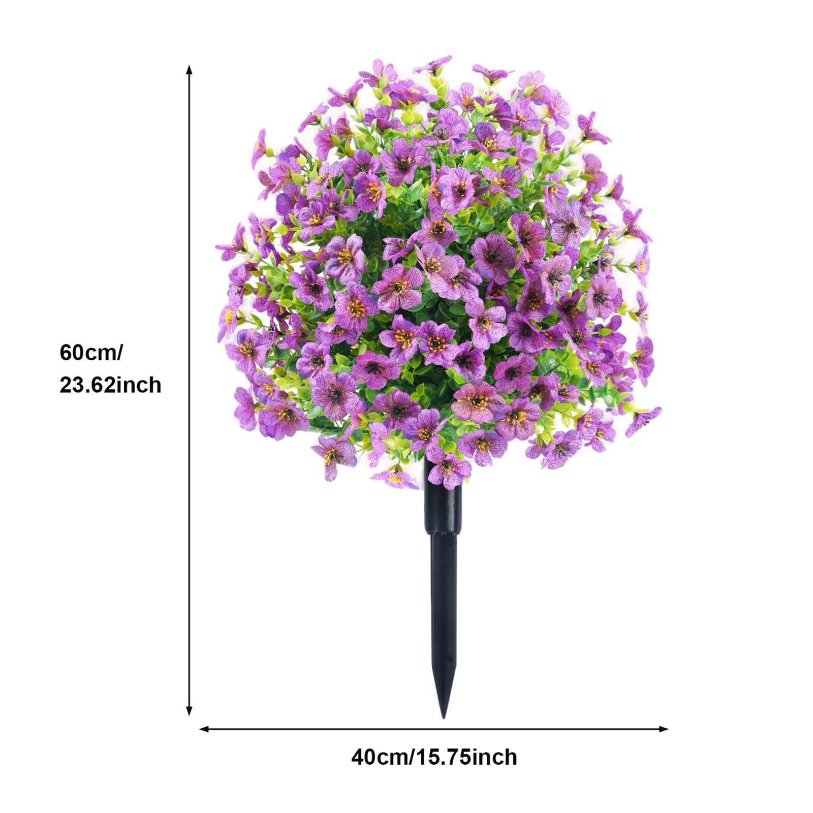 Arbre artificiel en buis Garvee avec piquet de fixation, lot de 2, décoration de jardin violette, 60 cm, résistant aux UV, pour usage extérieur