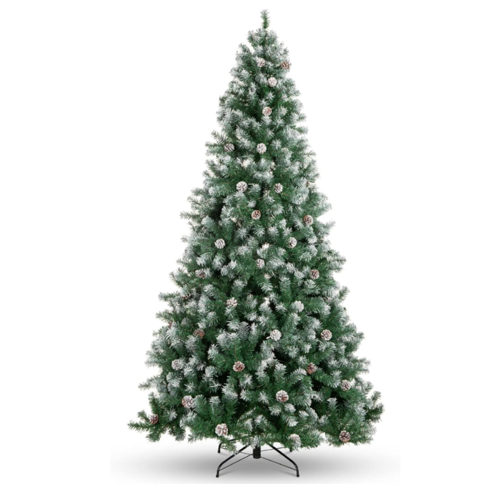Sapin de Noël Garvee 182 cm avec éclairage LED et neige artificielle - Sapin réaliste avec lumières dorées et blanches pour une ambiance de Noël réussie
