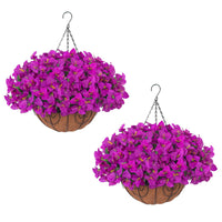 Ensemble de bougainvilliers artificiels Garvee avec panier pour jardin et terrasse, violet, résistant aux UV et aux intempéries.