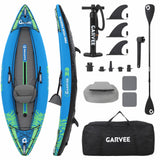 Garvee kayak gonflable adulte, charge 181 kg, siège réglable, 3 dérives, PVC résistant, bleu, pour lac et rivière