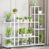 Étagère d'angle Garvee pour plantes, en métal à plusieurs niveaux avec roulettes, antirouille et stable, pour salon, balcon ou jardin, noir. - Blanc 6 couches