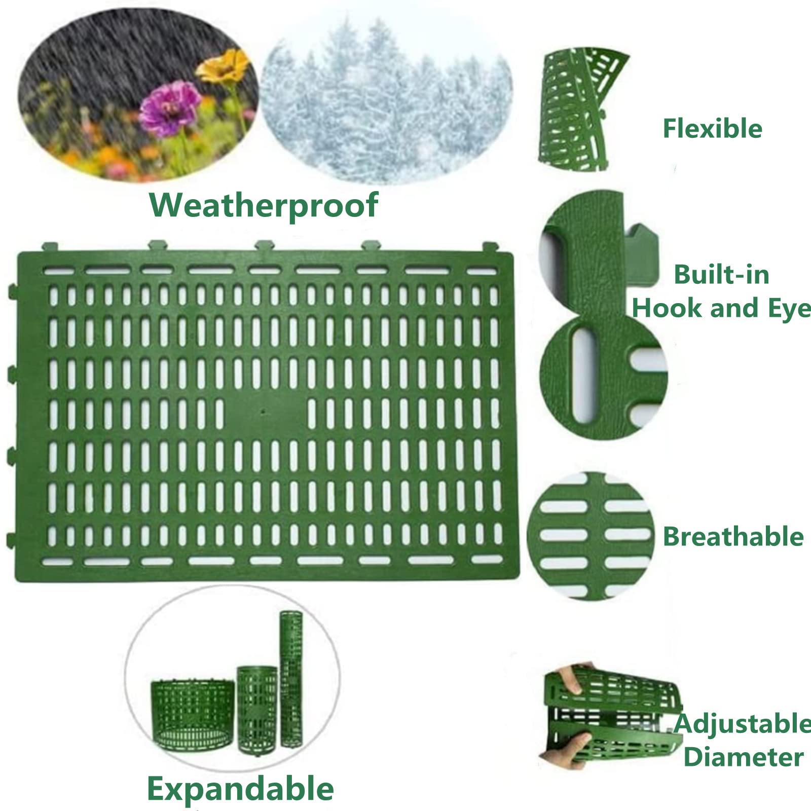 Garvee Protège-troncs extensibles en PVC, maille de protection pour écorce, lot de 10, vert, idéal jeunes arbres et jardin