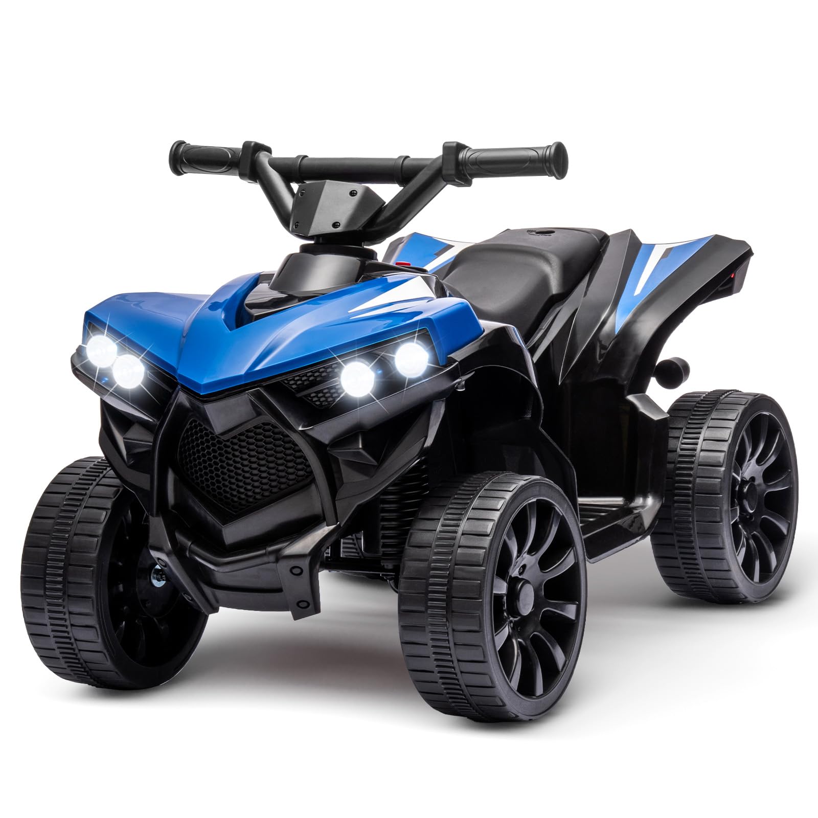 Garvee Quad électrique enfant 6 V avec éclairage LED, musique et conduite sécurisée, bleu, dès 3 ans