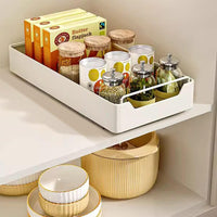 Garvee organisateur de placard de cuisine à tiroir télescopique extensible, 20 cm l x 43 cm p x 7 cm h, noir. installation sans perçage ni clouage