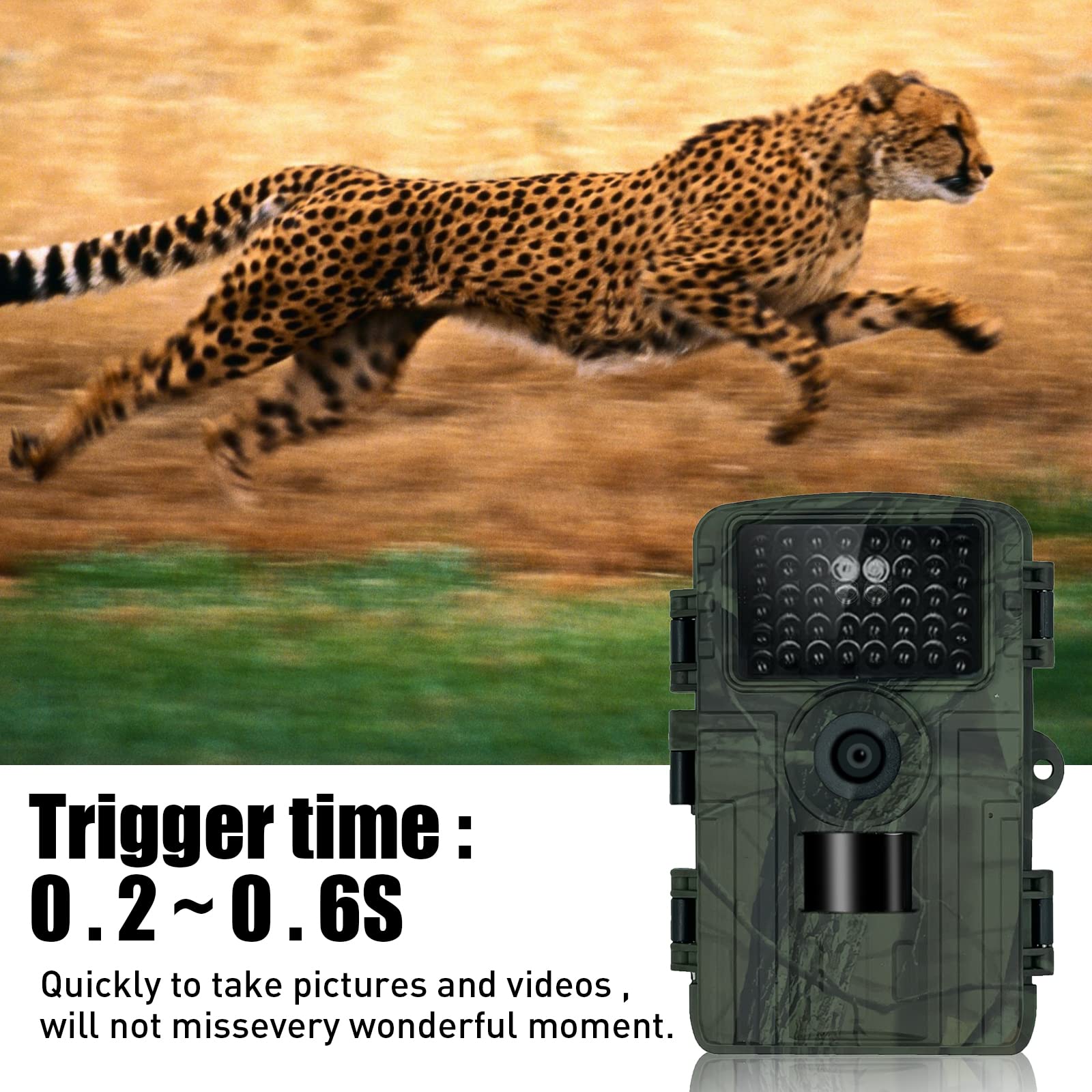 Caméra de surveillance Garvee Wildlife Camera 32MP 1080P WiFi IP66 étanche pour la chasse en extérieur avec vision nocturne (noire)