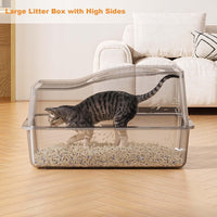 Garvee Bac à litière en acier inoxydable avec couvercle, pour chats jusqu'à 15 kg, usage domestique, silencieux, pelle incluse