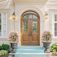Ensemble de 2 fleurs artificielles Garvee avec piquets pour jardin et terrasse, rose, résistant aux UV, réaliste, facile d'entretien