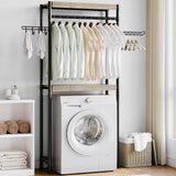 Étagère à linge Garvee 76 cm avec étendoir, réglable, 4 niveaux, bois et acier, pour lave-linge, salle de bain et buanderie, gain de place, 71 cm, couleur naturelle