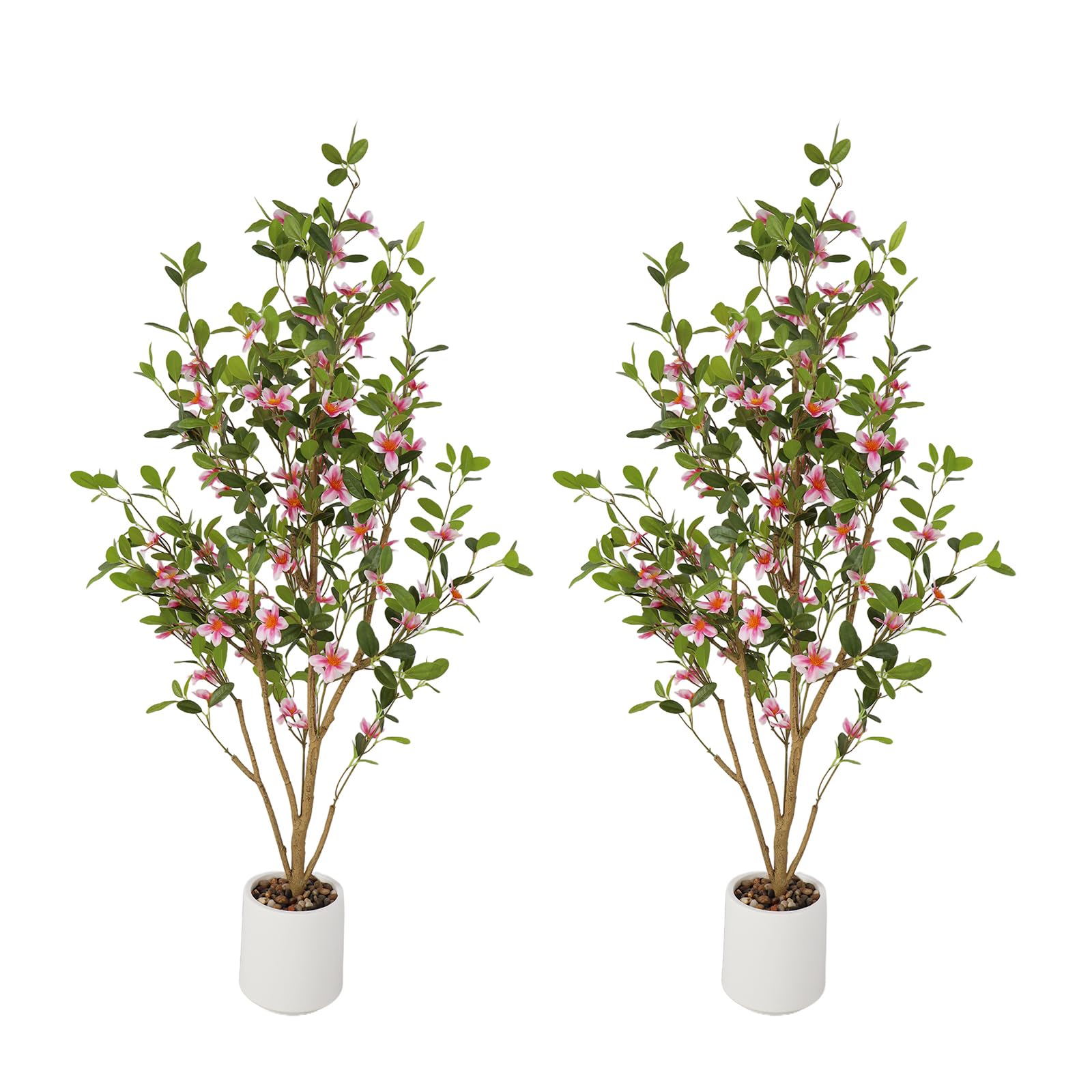 Garvee Lot de 2 arbres artificiels de 1,20 m (4 pi) réalistes, sans entretien, pour une utilisation intérieure et extérieure, verts et polyvalents