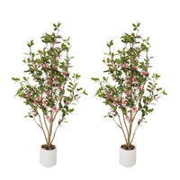 Garvee Lot de 2 arbres artificiels de 1,20 m (4 pi) réalistes, sans entretien, pour une utilisation intérieure et extérieure, verts et polyvalents