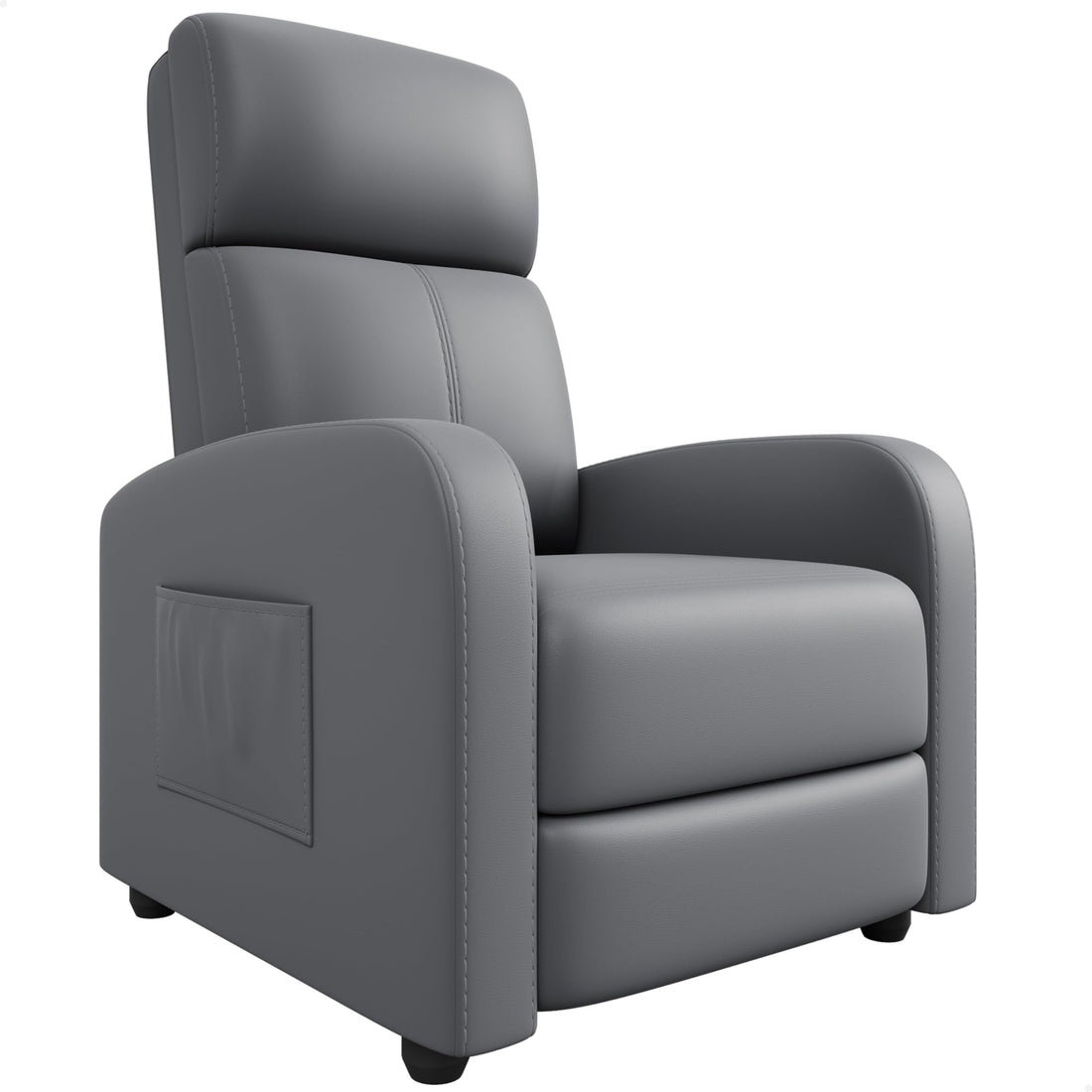 Fauteuil inclinable Garvee pour adulte, en cuir PU ergonomique et réglable, avec poche latérale, pour salon ou home cinéma, noir.