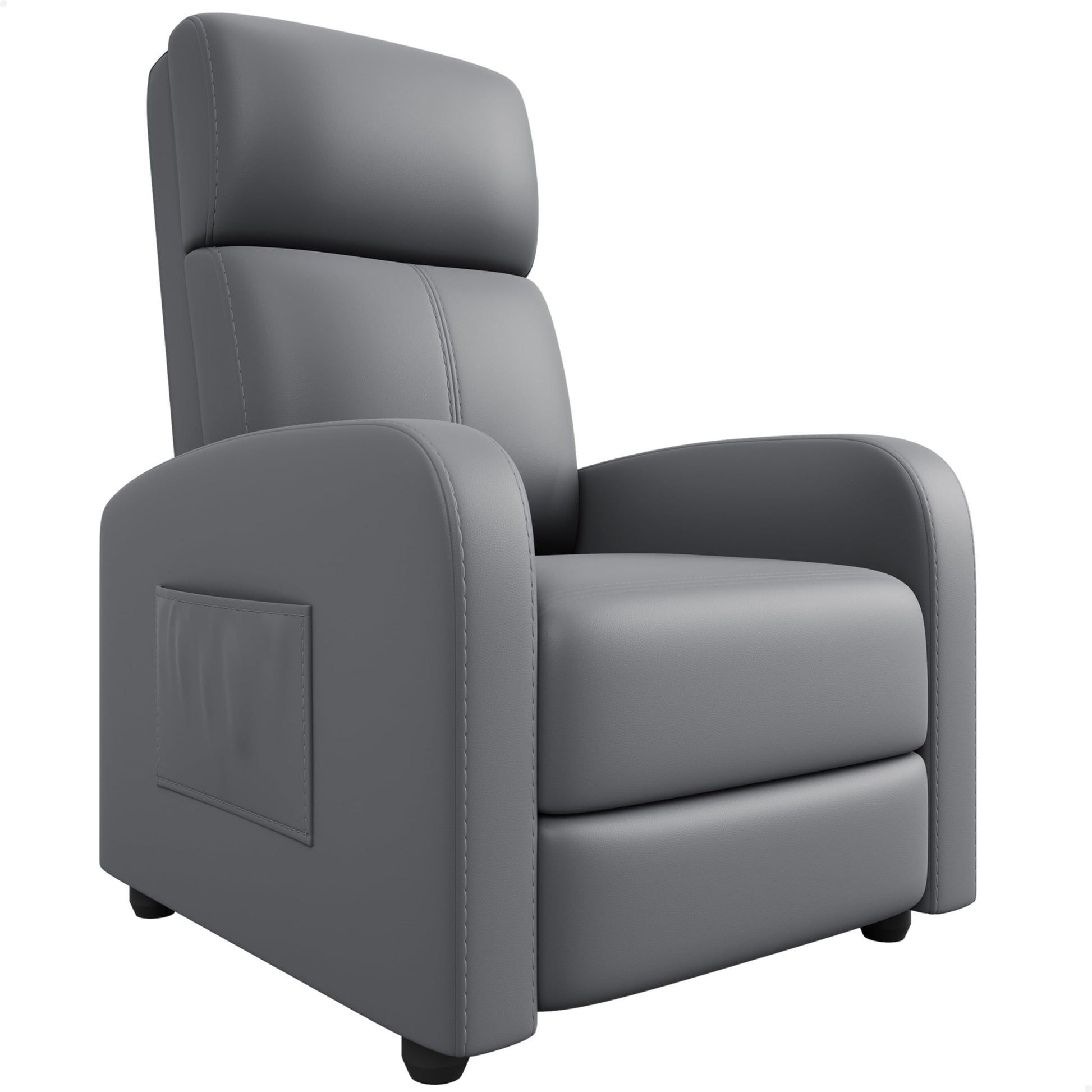 Fauteuil inclinable Garvee pour adulte, en cuir PU ergonomique et réglable, avec poche latérale, pour salon ou home cinéma, noir.