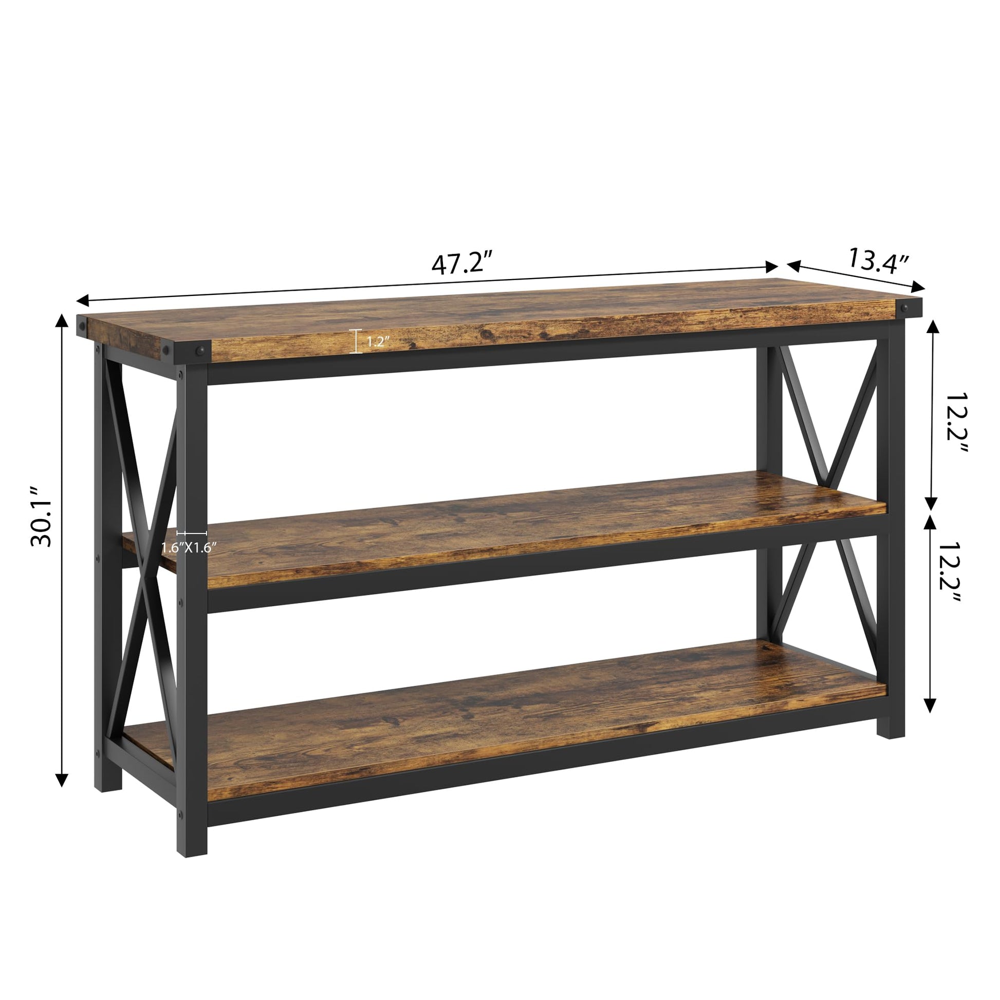 Console Garvee Langer en bois cannelé 47" style industriel rustique brun pour entrée ou salon