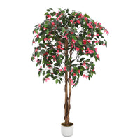 Garvee Bougainvillier Artificiel 160 cm, Arbre Décoratif avec Tronc en Bois Véritable et Fleurs en Polyester, Rose Fuchsia
