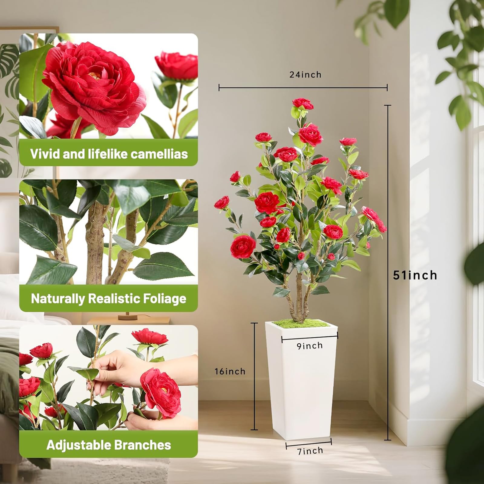 Arbres artificiels d'intérieur Garvee de 1,20 m, design réaliste, sans entretien, polyvalents pour la maison et le bureau, écologiques