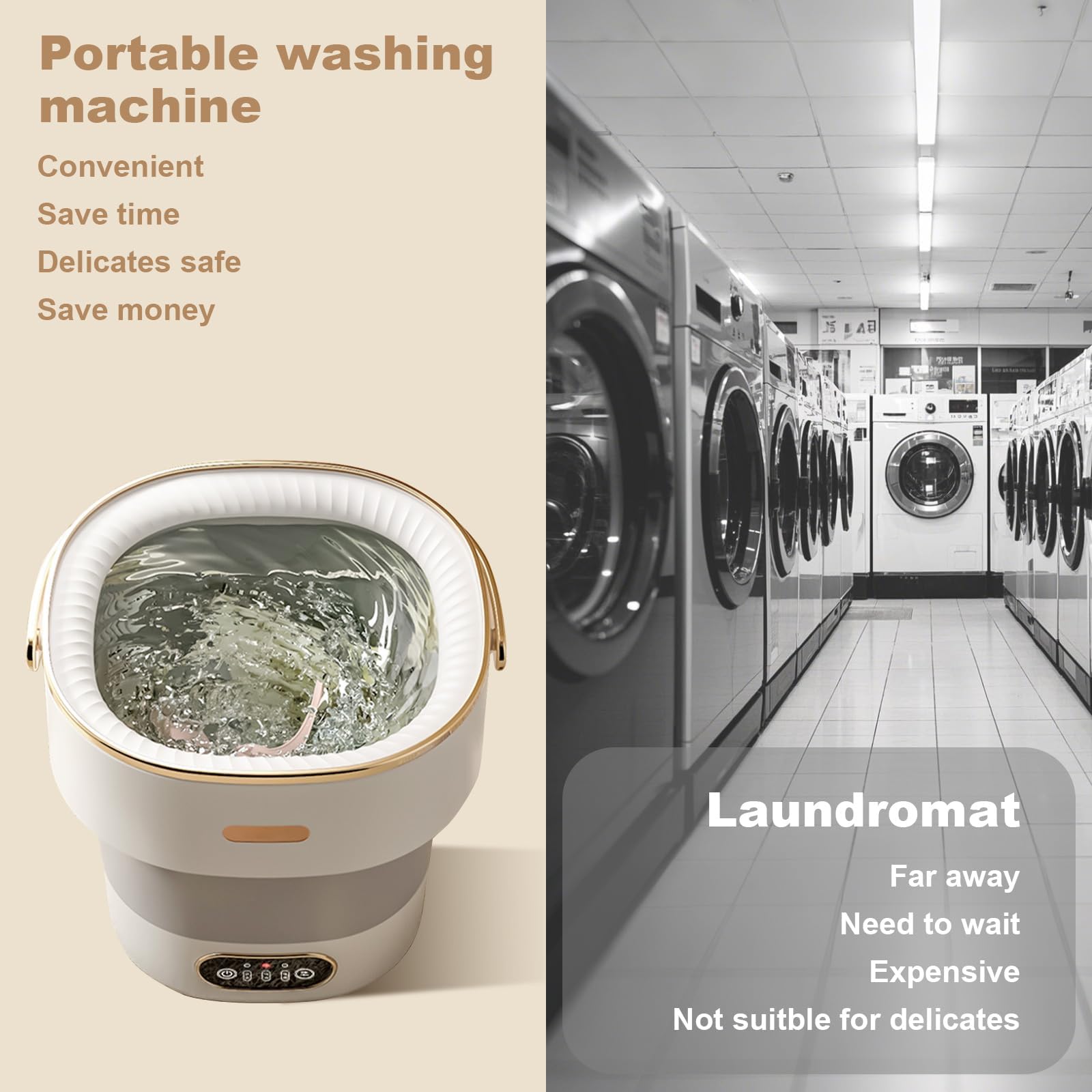 Garvee Mini lave-linge pliable 13 L, capacité 2,5 kg, avec essorage, moteur silencieux, ABS résistant, compact pour camping, voyage et petits espaces, blanc