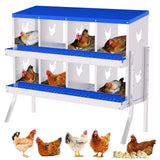 Garvee Caisse à Nidification pour Poules, 8 Compartiments, Acier Galvanisé Antirouille, Bleu, pour Fermes et Arrière-cours