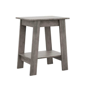Garvee table d’appoint style campagne à 2 niveaux avec rangement, bois noir