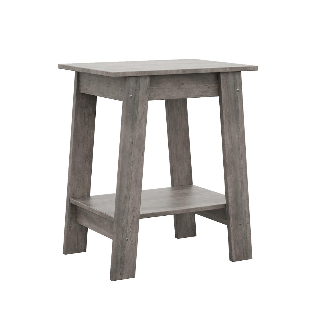 Table d'appoint Garvee style ferme avec rangement, table de chevet rustique à 2 niveaux en bois imperméable, gris, pour salon et chambre, compacte