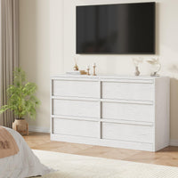 Garvee commode à 6 tiroirs, blanc antique, pour chambre, salon et entrée, spacieuse, en bois