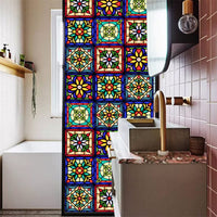 Film adhésif rétro coloré Garvee à motif floral, électrostatique, 45 x 100 cm, translucide, pour salon et bureau.