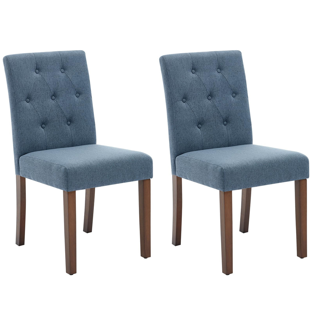 Chaises de salle à manger Garvee Parsons, lot de 2, rembourrées, ergonomiques, en lin, en bois d'hévéa, bleues, pour la cuisine et le salon