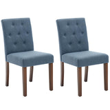 Garvee Chaises de salle à manger Parsons, lot de 2, rembourrées, ergonomiques, en lin, en bois d'hévéa, bleues, pour la cuisine et le salon - Bleu