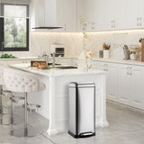 Garvee poubelle de cuisine 30 L acier inoxydable avec couvercle fermeture douce et pédale pied, design anti-empreintes, usage polyvalent, argenté - Silver 02