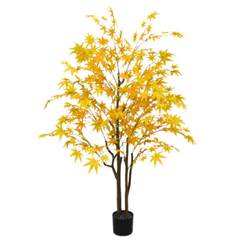 Érable artificiel Garvee de 1,5 m, feuilles d'automne réalistes, pot en plastique souple effet soie, décoration polyvalente pour salon et fêtes